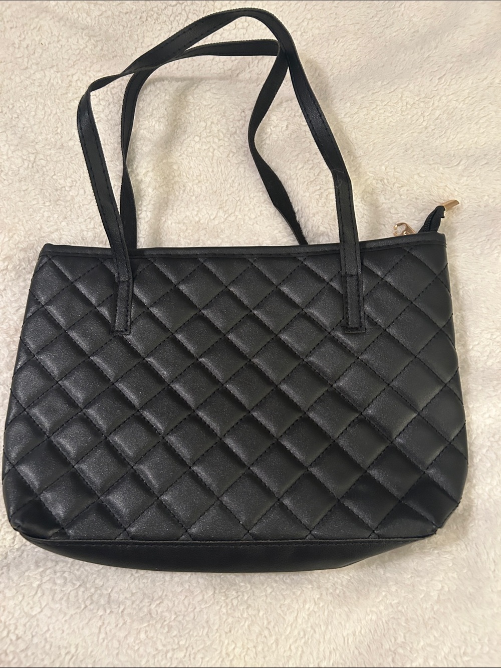 Classic Quilted Black Tote Bag - Women's Handbag